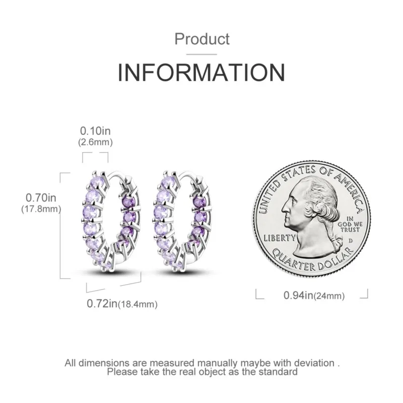 MISEFF Real 925 Sterling Silver Earring Gradual Change Green Blue Colored Zircon Hoop Earrings Engagement Wedding Jewelry Gifts