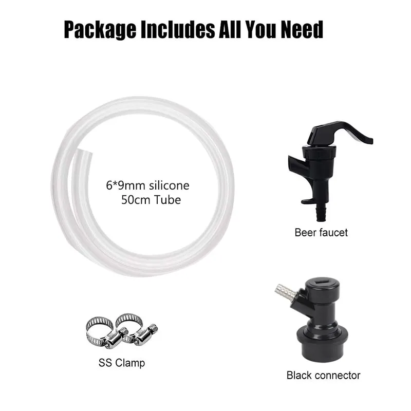 Ball Lock Keg Adapter Ball Lock Beer Line Assembly Picnic Tap Faucet With 50cm Silicone Hose Homebrew Kegging Beer Dispenser Portable Line