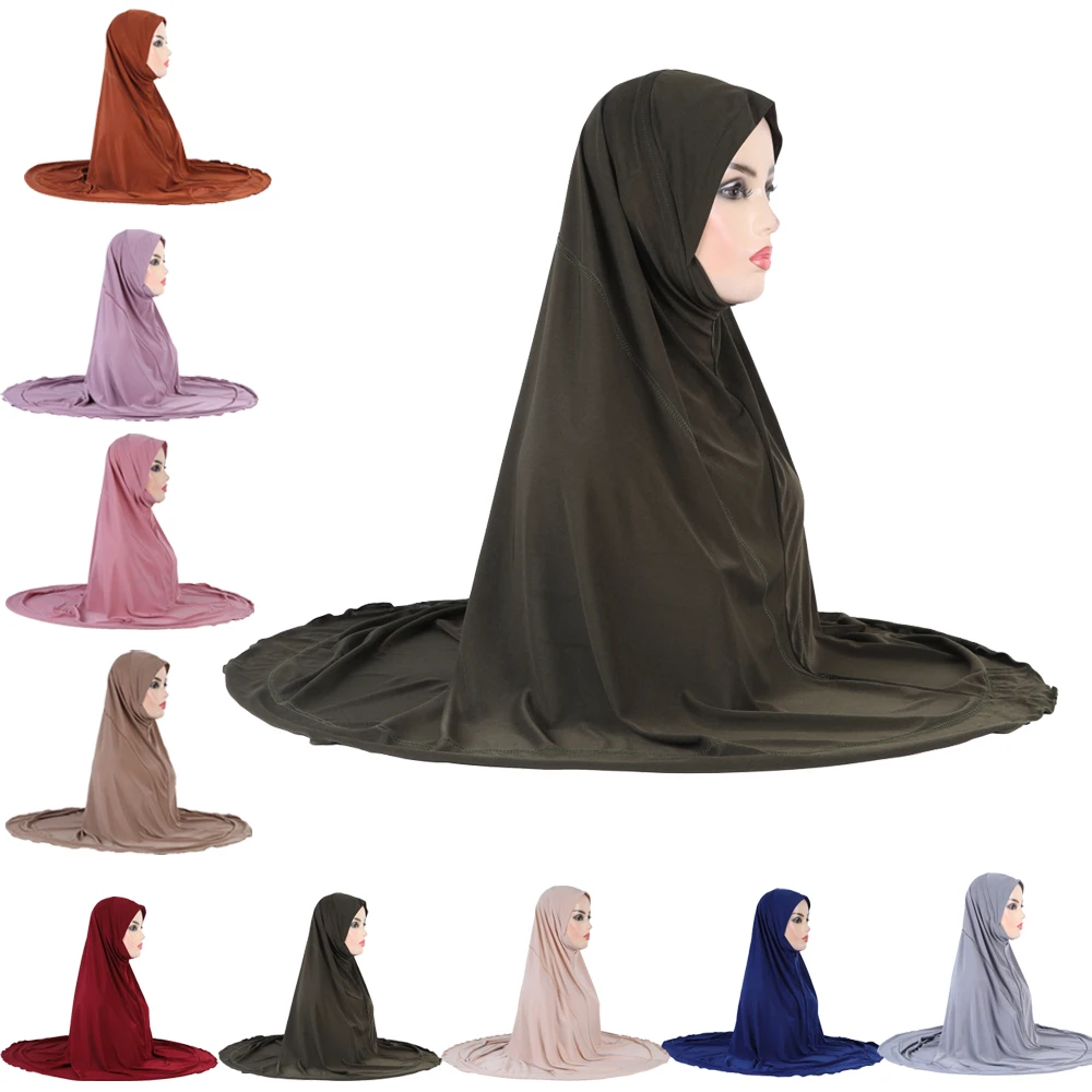 Plain Muslim Amira Arab Hat Turbante Islamico Per Le Donne One Piece Long Hijab Pray Hats Pull On Wrap Khimar Niqab Foulard Istantaneo