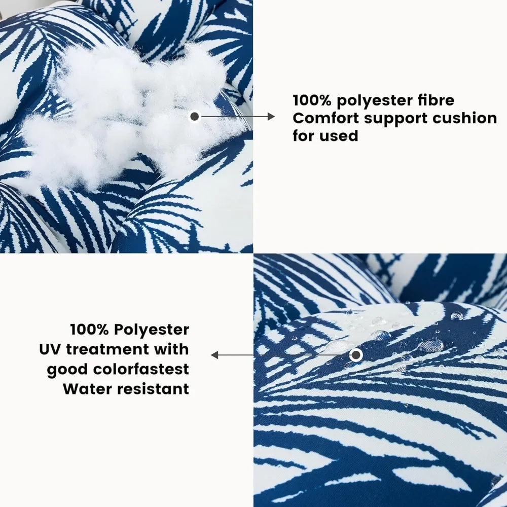 Outdoor Loveseat Cushions,5 Piece Wicker Chair Cushions Set,Tufted Cushons for Wicker Bench Patio Furniture,Floral 4