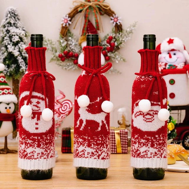 1pc Christmas Bottle Cover With Reindeer Design, Suitable For Christmas  Decorations, Restaurant Or Party Supplies