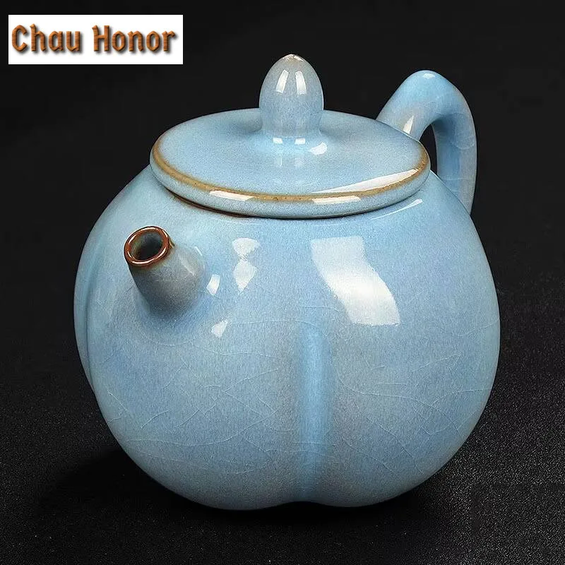 200ml  High-end Kiln Change Ice Cracked Glaze Teapot Famous Handmade Tea Maker Ball Hole Filtration Kettle Kung Fu Teaset Gifts
