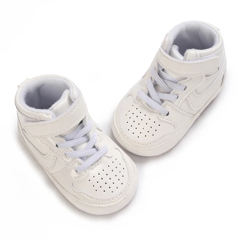 Spring and Autumn Baby Shoes Classic Trendy PU High Top Sports Shoes Basketball Shoes Soft Sole Lightweight Walking Shoes 5