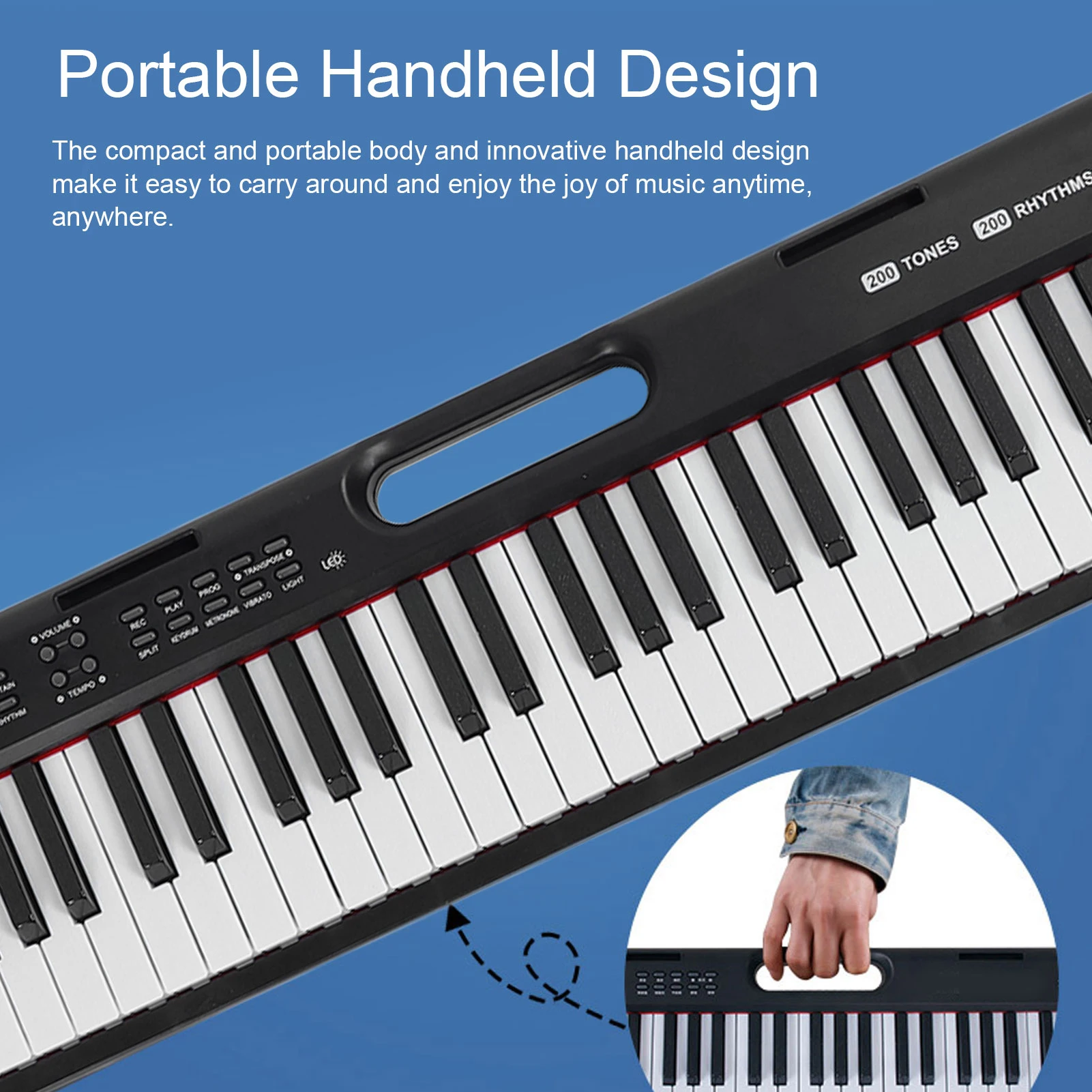 MQ-002L Digital Piano Keyboard 61 Keys Rich Tones and Rhythms Portable Lighting Electronic Keyboard Piano 100-240V