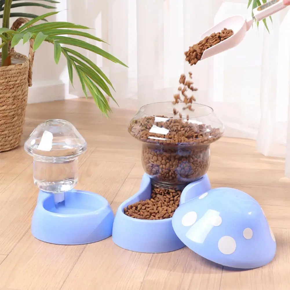 1.8L Pet Automatic Feeder Mushroom Type Antitipping Food Bowl Drinking