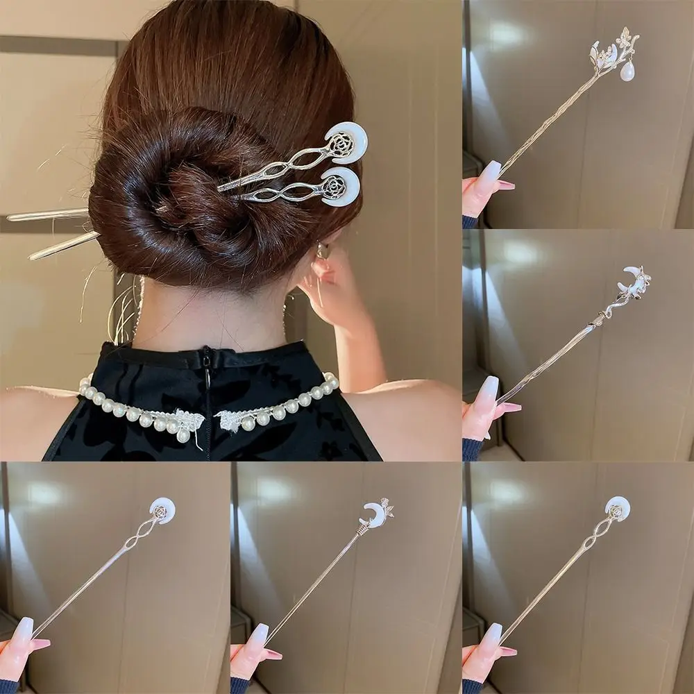 

Chinese Style Acrylic Crescent Moon Hairpin Ancient Style Hanfu Headwear Hair Sticks for Long Hair Hair Accessories Cheongsam