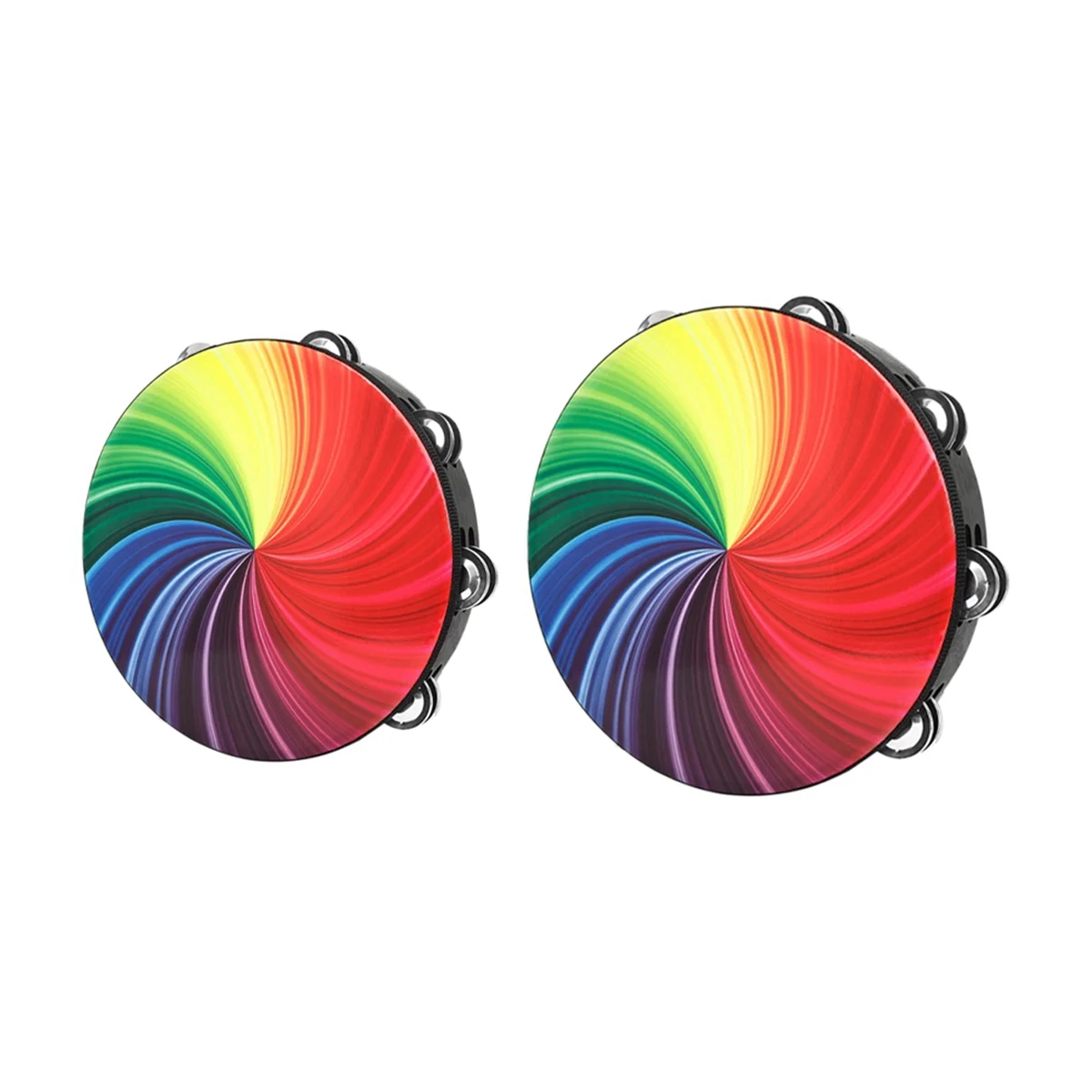 

Перкуссионный инструмент Orff, 2 шт., набор ручных барабанов 10 дюймов + 8 дюймов с 2 красочными ручными колокольчиками, барабаны для детей, реквизит для танцев