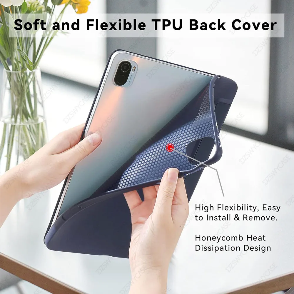 Sleek Lightweight Tablet Case with Auto Wake/Sleep, Smooth Front and Flexible Back