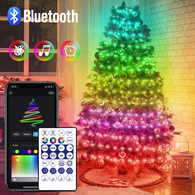 LED RGBIC Christmas Light Outdoor for Xmas Tree Fairy Light Smart APP  Remote Control USB String Lighting IP67 MultiColor Garland