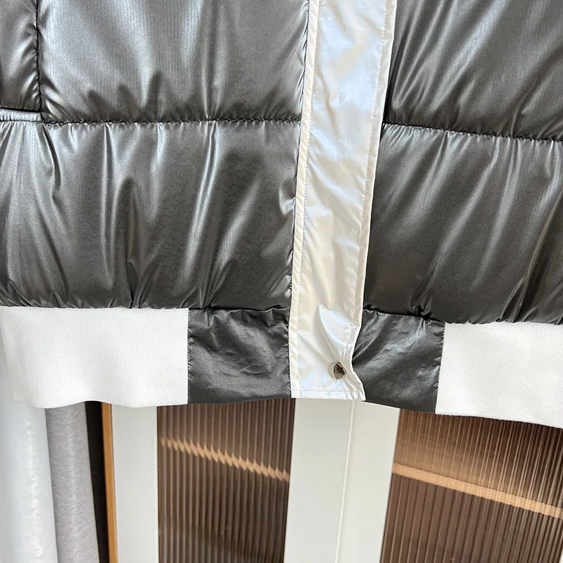 Womens Plus Size Parkas Winter Casual Clothing Fashion Shiny Block Color Thick Warm Padded Jacket Stand Collar Sleeveless Vest