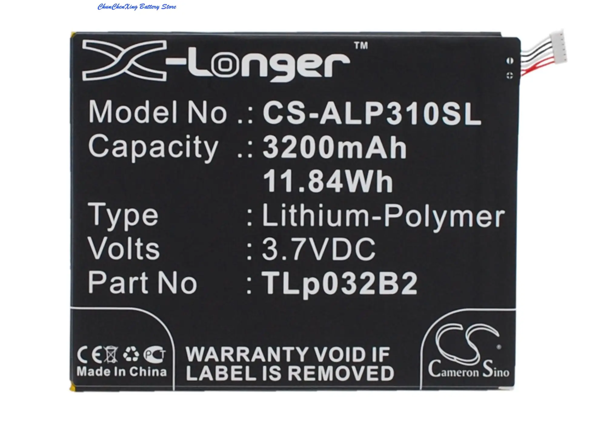 Cameron Sino 3200Mah Batteria Tlp032B2 Per Alcatel One Touch Pixi 8, Pop 7, Pop 7 S, One Touch 7, Ot-9006W, Ot-9015W, Ot-P330X, P310A