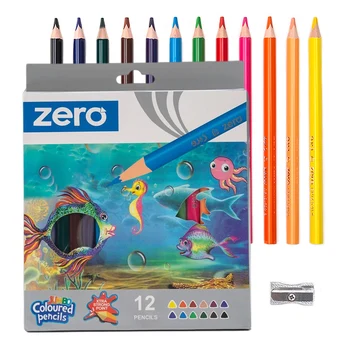 12pcs Triangle Colored Pencils Set with Thick Barrel (5mm Core) and Sharpenerfor Professional Drawing Sketching Pastel Art 1