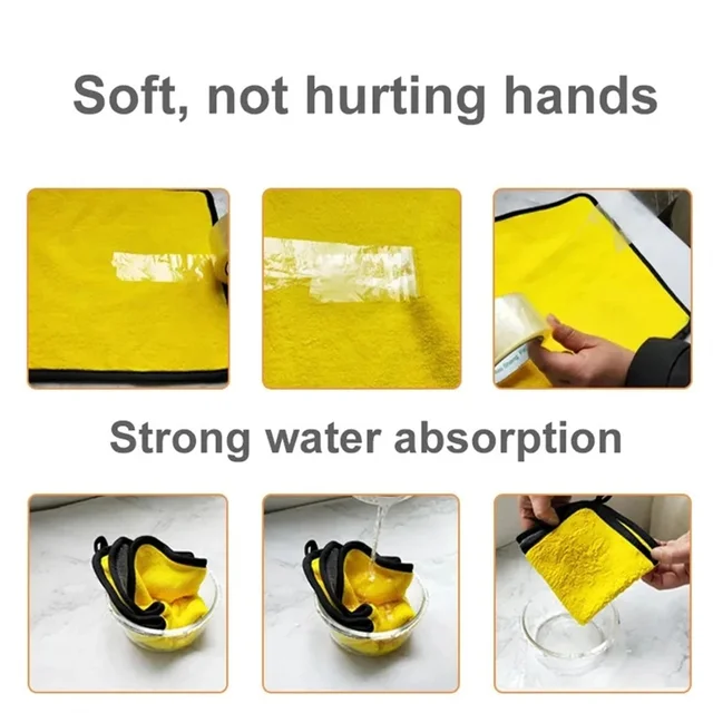 1/2/6pcs Microfiber Cleaning Towel Thicken Soft Drying Cloth Car Body Washing Towels Double Layer Clean Rags Car Accessories 3
