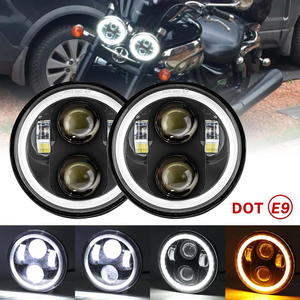 

2PCS LED Headlight 5.75 inchs Projector For Rocket iii 3 & Speed Triple & Street Triple 5 3/4" Headlamp For Iron 883 Dyna