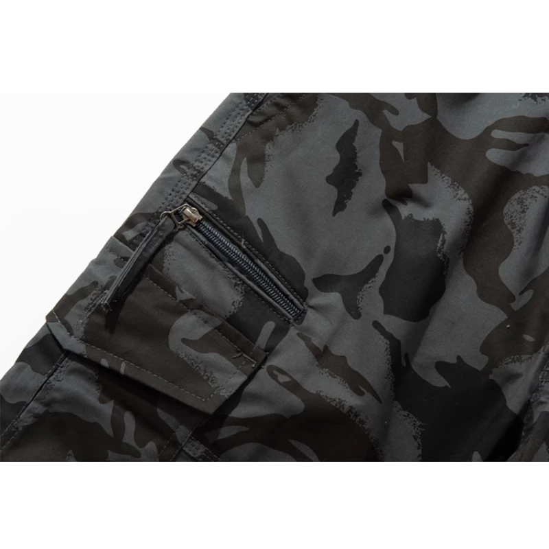 Multi Pocket Casual Shorts Men's Summer Beach Shorts Solid Color Work Cargo Pants Men's Casual Multi-Pocket 7/10 Pants