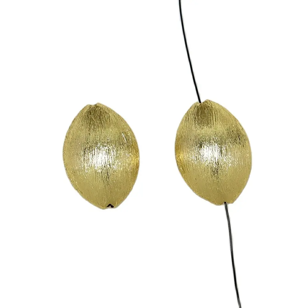 

APDGG Wholesale 10 Pcs 19x27mm Copper Coin Oval Shape Brushed Beads Gold Plated Bead DIY Findings