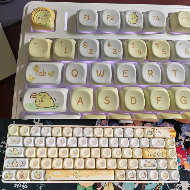 Chiikawa Creative Kawaii Key Caps MOA With 95keys 132keys Customized Sublimation Cartoon Accessories For Mechanical Keyboard - Image 4