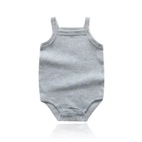 Summer 0-48M Baby Girl Clothes  Cotton Material Vest Baby Jumpsuit Solid Color Soft And Comfortable Newborn Baby Bodysuit 2