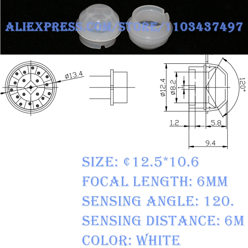 10PCS Human Body Infrared Sensor Fresnel Lens Focal Length 6mm PIR Lens PIR Thermal Release Lenses Sensing Distance 6-8m 13120