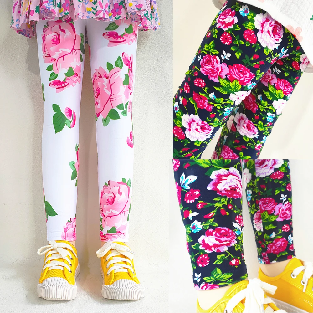 Girls Leggings Printing Leggings Baby Kids Trousers For Children Flower Skinny Elasticity Pencil Pants girls pants girls trousers kids pants