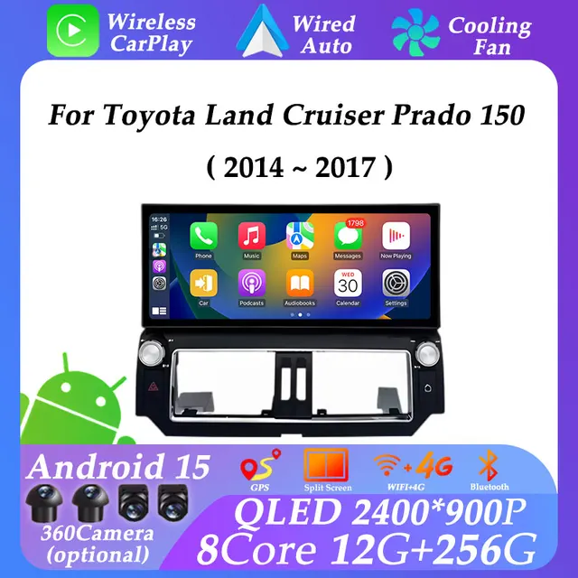 12.3 pouces pour Toyota Land Cruiser Prado 150 2014 - 2017 Android 15 autoradio vidéo lecteur multimédia WiFi GPS Navigation BT DSP 1