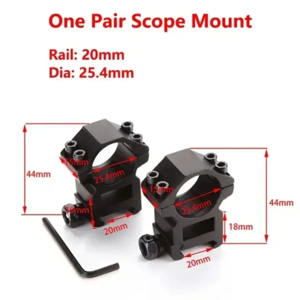 Hunting Rifle Scope Mount Ring Picatinny Rail Double Nails 11mm 20mm Dovetail Polishing Aluminum Alloy 2PCS