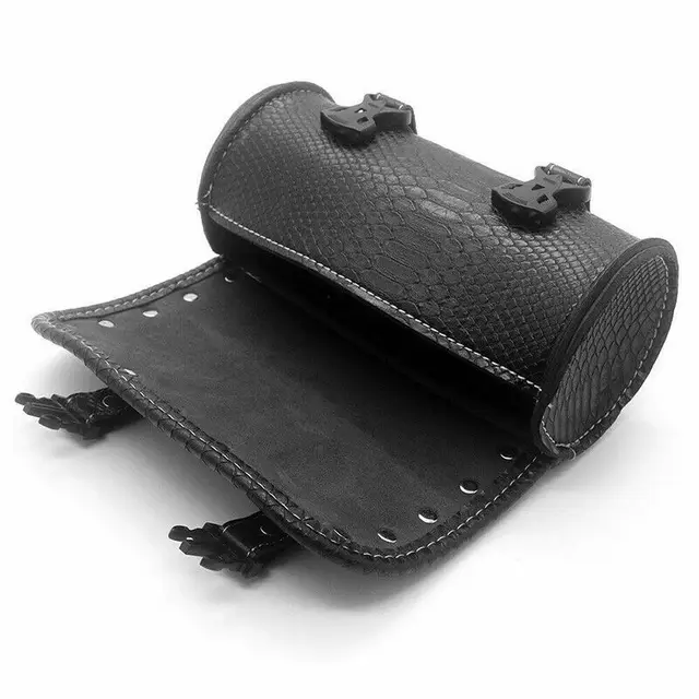 本革ブラック ライザーポーチ ツールバック レザーバイクバッグ