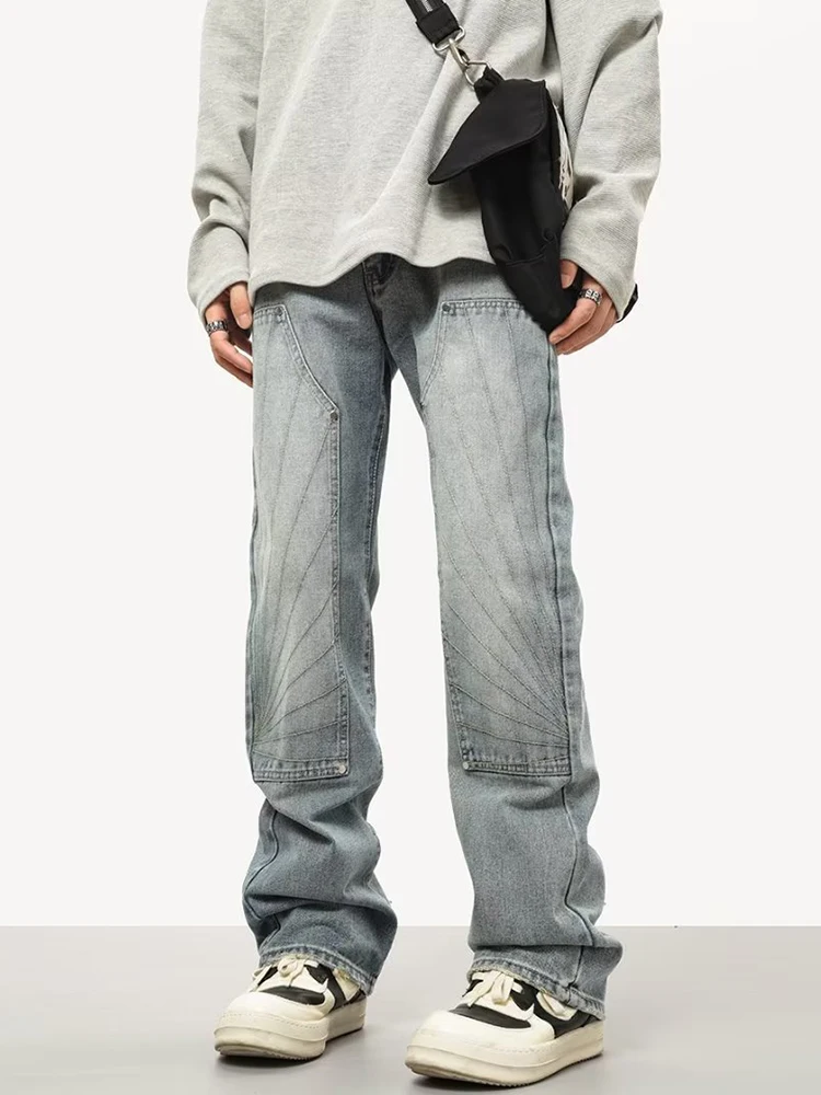 

Jeans for Men Y2k Street Original Spliced Cargo Vaqueros Trousers Autumn Loose Streetwear Casual Summer Cool Vintage Denim Pants