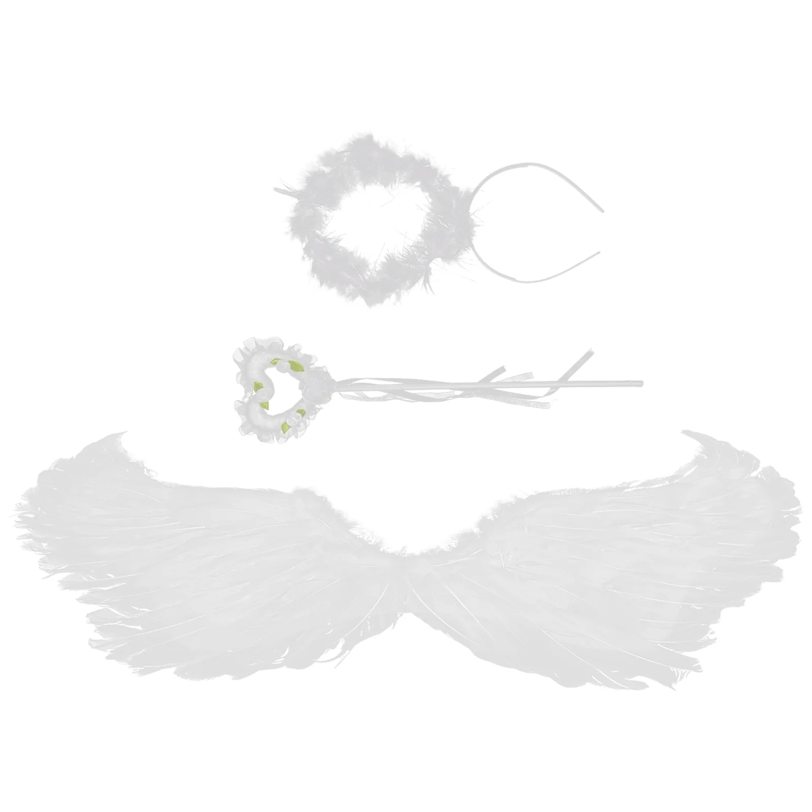 

Children's Angel Character Dress-up Three-piece Set Máscara De Halloween Wings Prop for Party Fairy Ligjts Decor Iron Wire