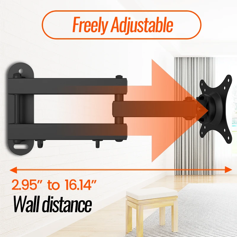 TV Wall Mount Bracket 20&deg; tiltable 360&deg; Rotated Holder Universal TV Mounts for 14-24'' Computer Monitor Stand Monitor Flat Panel