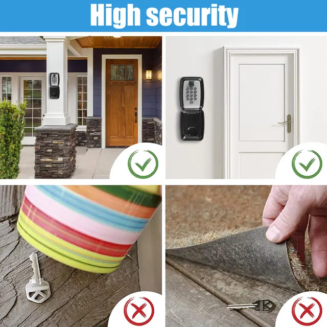 Wall-Mount Key Storage Box Secret Code Portable Combination Key Holder Box Weatherproof Safe Spare Key Storage for Home Office 5