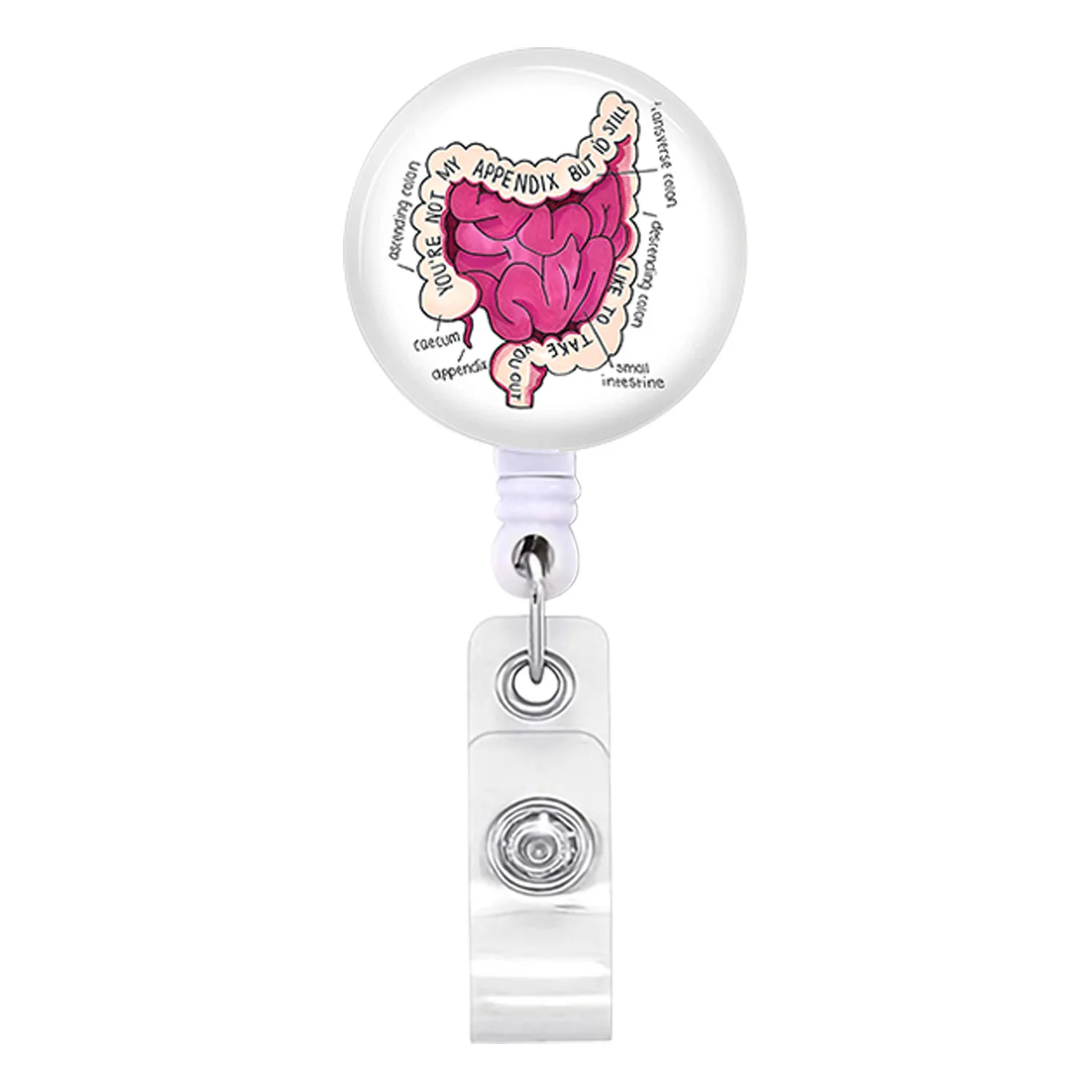 Retractable Card Holder Clips For Nurse Doctor Id Badge Reel Heart, Spleen, Lungs, Brain, Large Intestinal Organs Design