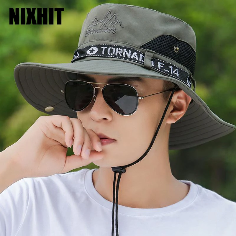 NIXHIT Sunscreen Men\'s Cap Summer Foldable Breathable Outdoor Sports Travel Camping Hiking Climbing Fishing Sun Bucket Hat X022
