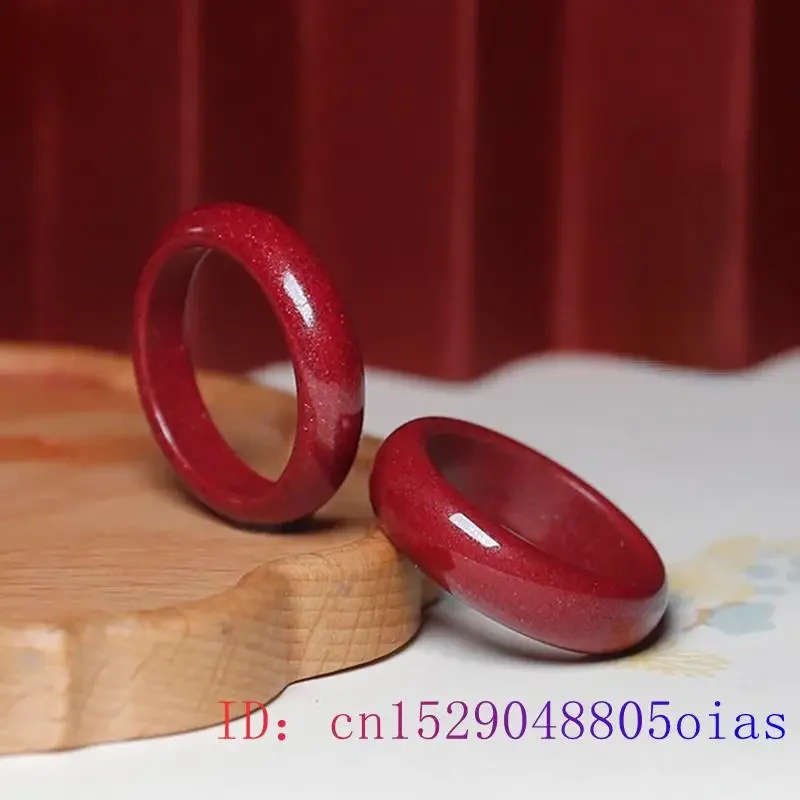 Cinnabar Rings for Women Jewelry Charm Gemstone Charms Chinese Amulet Talismans Gift Natural Accessories Vintage Jadeite Ring