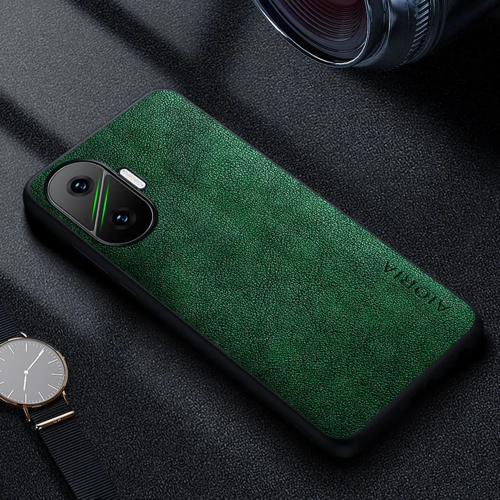 Premium Luxury Leather Phone Case - Retro Business Style Solid Color Cover