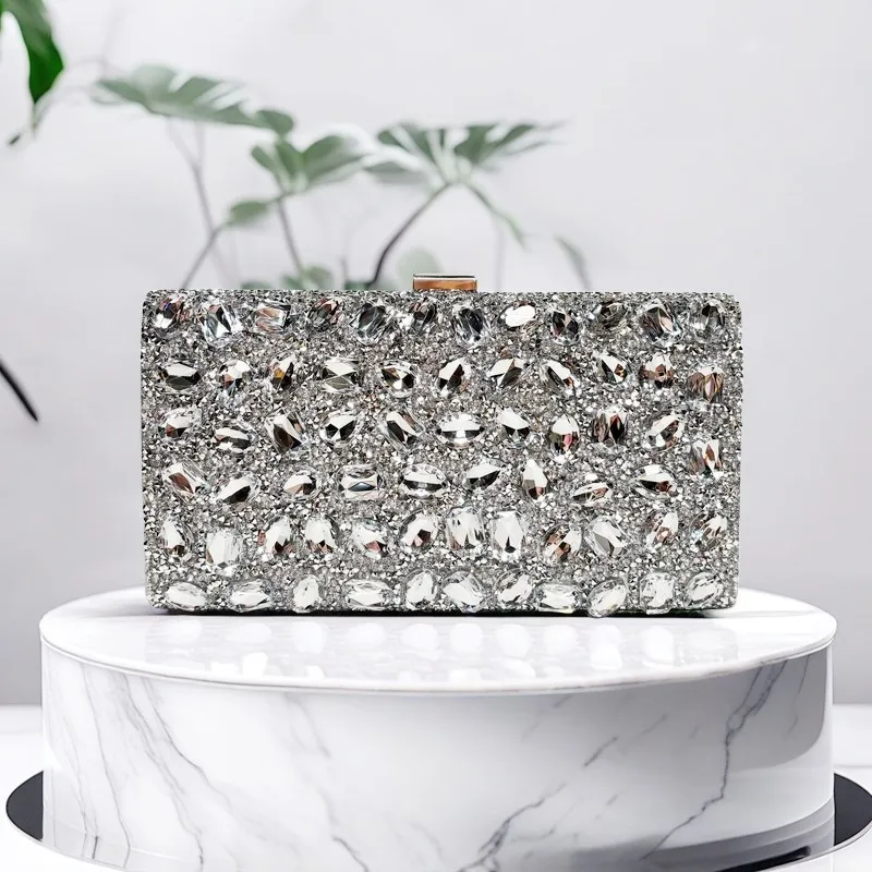 Full Rhinestone Women Wedding Purses For Luxury Lady Crystal Bridal Prom Clutches Shoulder Dinner Handbags Party Cocktail Purse