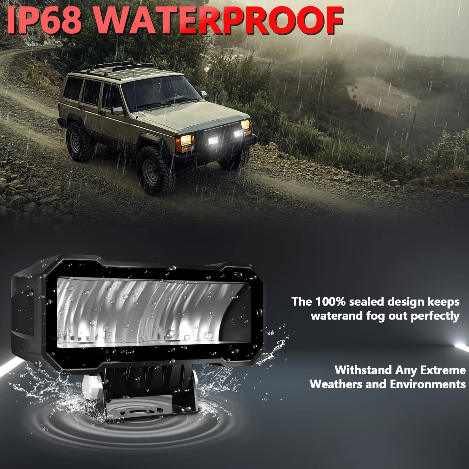 Led Work Fog Driving Lights Bar High Beam Headlights 12v LED Lighting Brackets W