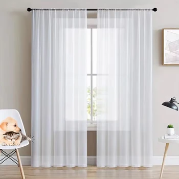 White Tulle Sheer Curtains for Living Dining Room Bedroom Yarn transparentes Voile door screen windows screens blind