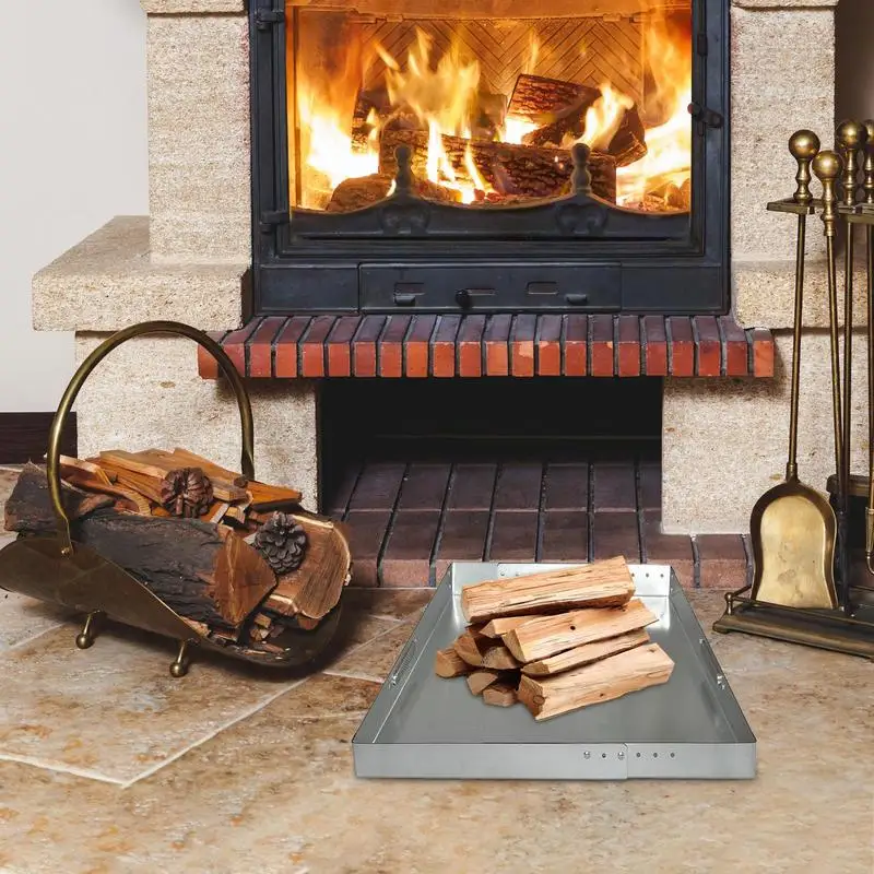 Fireplace Ash Tray Pan Ember Holder Steel With Screw Pack Rust-Resistant Home Fire Place Accessories Adjustable Collection Tool 4