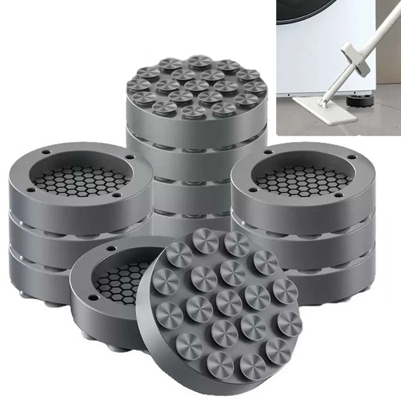 แผ่นรองกันสั่นสะเทือนสำหรับเครื่องซักผ้า ซิลิโคนกันลื่น แผ่นรองแบบสากล ลดเสียงรบกวน แผ่นรองยกสูง แผ่นรองฐานตู้เย็น 1