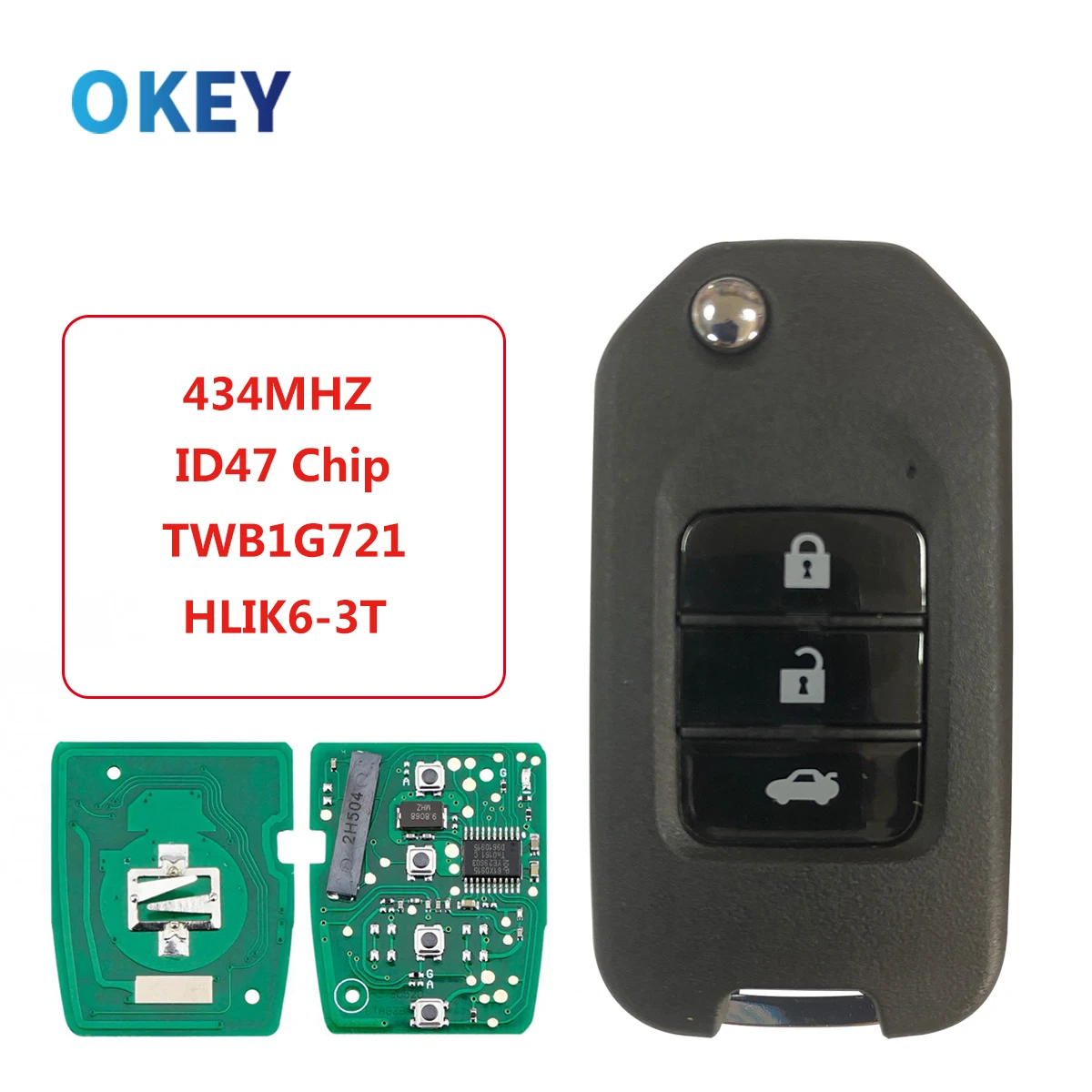 Chiave/Telecomando Per Honda Civic Accord Città Cr-v Jazz Xr-v Vezel Hr-v Frv Spirior Jade 433mhz Hlik6-3t / Twb1g721 - Honda - S479f2963b06a46c69cf8ae53c3ce48081