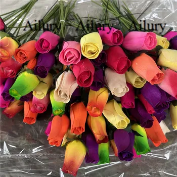12 pezzi, colore della miscela bella piccola decorazione di rose con trucioli di legno, ornamento di Natale, vaso da tavolo plug-in, regali di nozze, regalo del centro commerciale 1