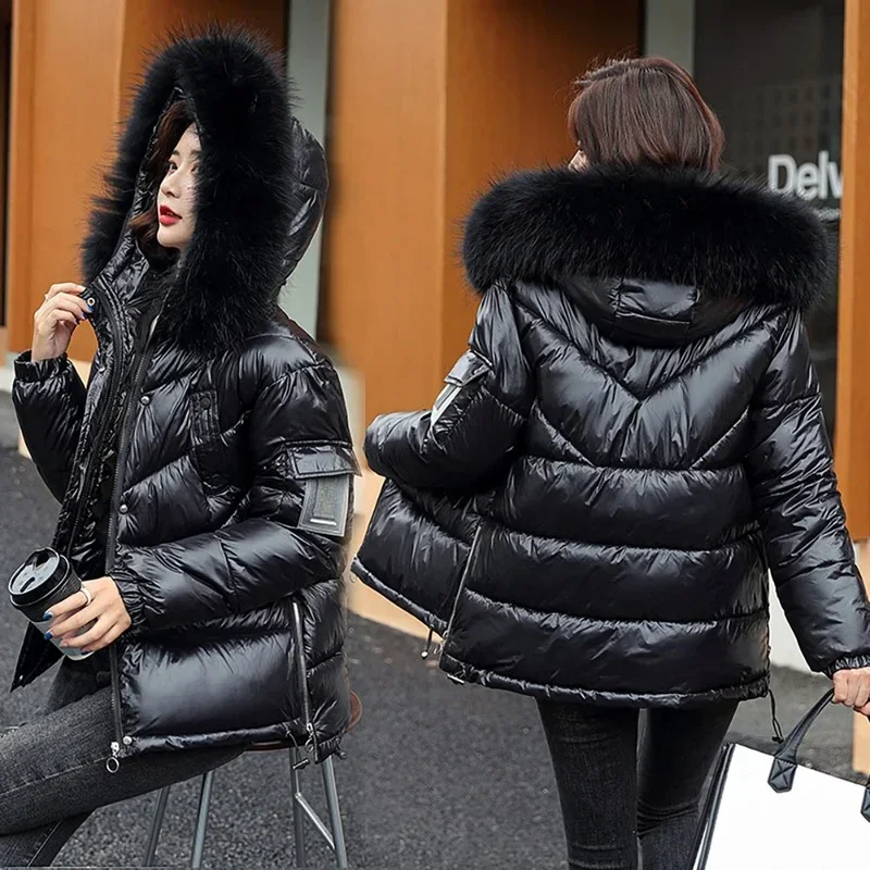 

Mid-length fur collar hooded padded jacket women 2023 winter new loose down padded jacket women's padded jacket winter wear