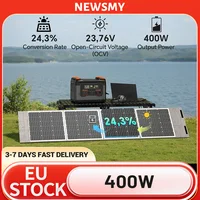 Panneau solaire portable NEWSMY 400W, étanche IP65, sortie MC4/XT60/DC, cellules BC à haute efficacité 24,3 %, design pliable, stabilité améliorée avec 6 béquilles intégrées, pour le camping, les camping-cars et l'alimentation d'urgence, compatible avec les stations d'alimentation 1