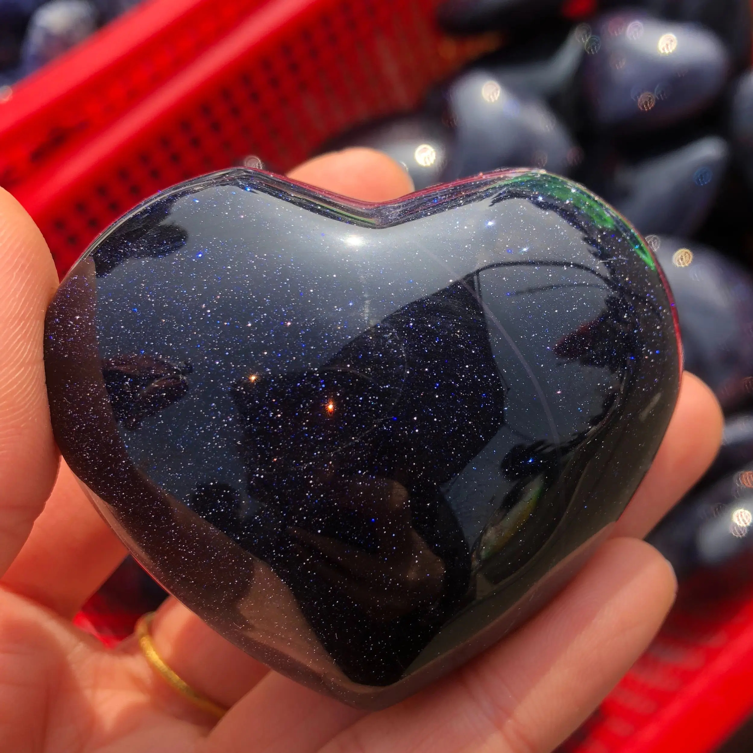 

60mm Natural Stone Beads for Making Jewelry, Heart Shape, Blue Sand, Cabochon, No Hole, DIY Accessories, Loose
