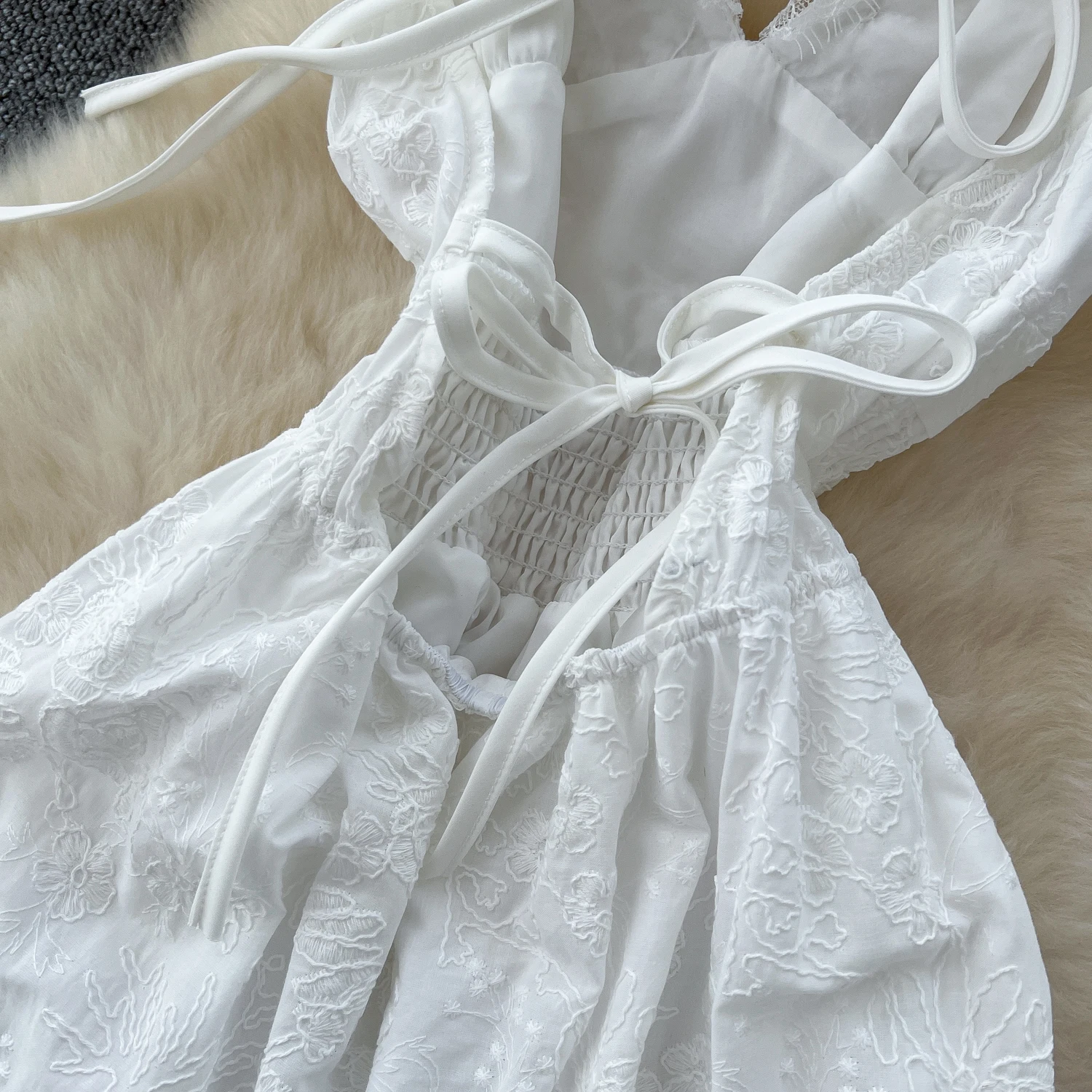 knee length dresses for ladies Berlook Linen Criss-Cross Back Maxi Dress main image 0