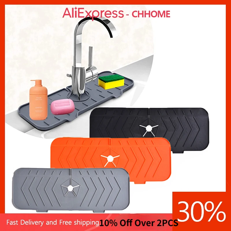 Kitchen Silicone Faucet Absorbent Mat Sink Splash Guard Countertop Protector Mat Draining Pad for Bathroom Sink Kitchen Gadget