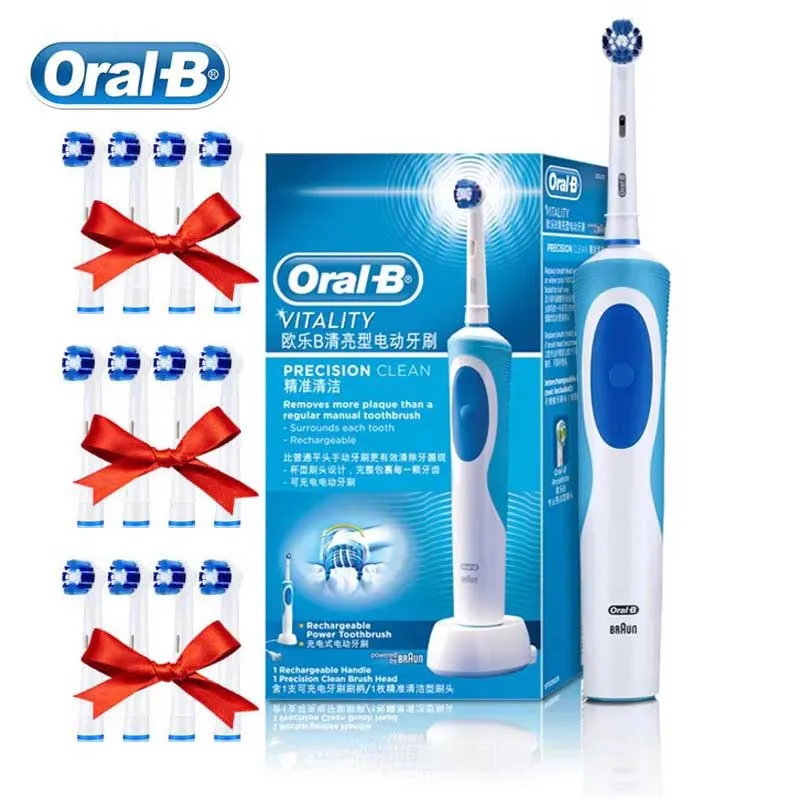 Oral B brosse à dents électrique Rotation nettoyage Oral 3D dent blanche adulte vitalité brosse à dents charge inductive + tête de brosse cadeau