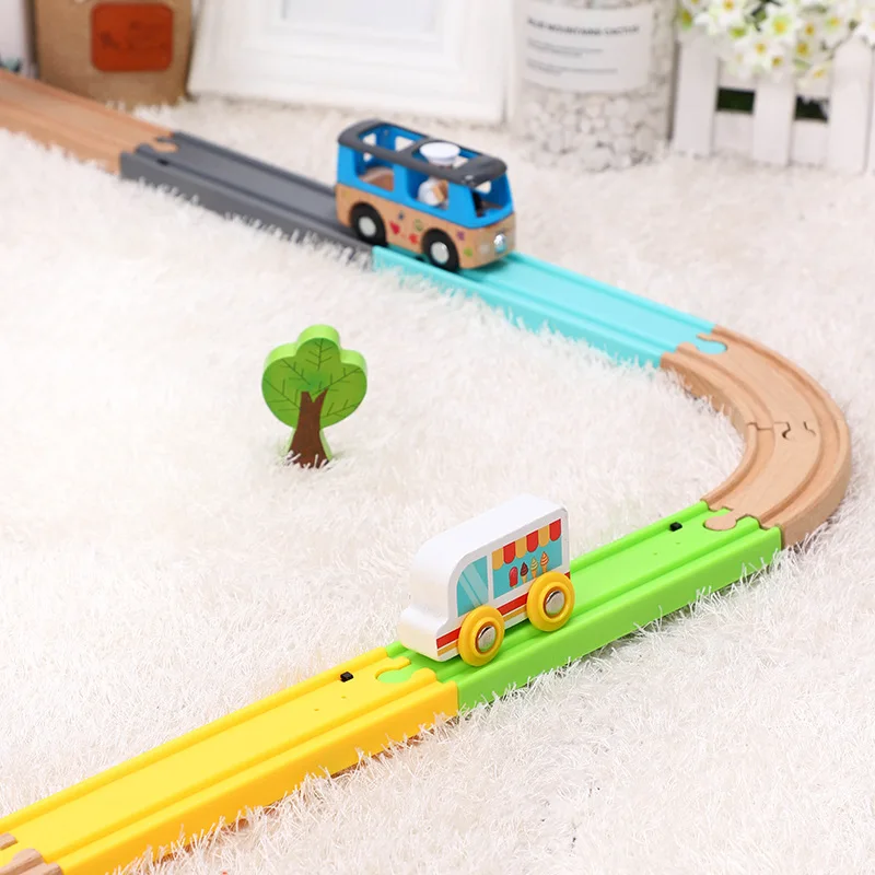 

Wooden Train Track Vocal Track Trap Touch Compatible All Brands Trains Track Simulation Train Sound Rail Wood Railway Accessorie