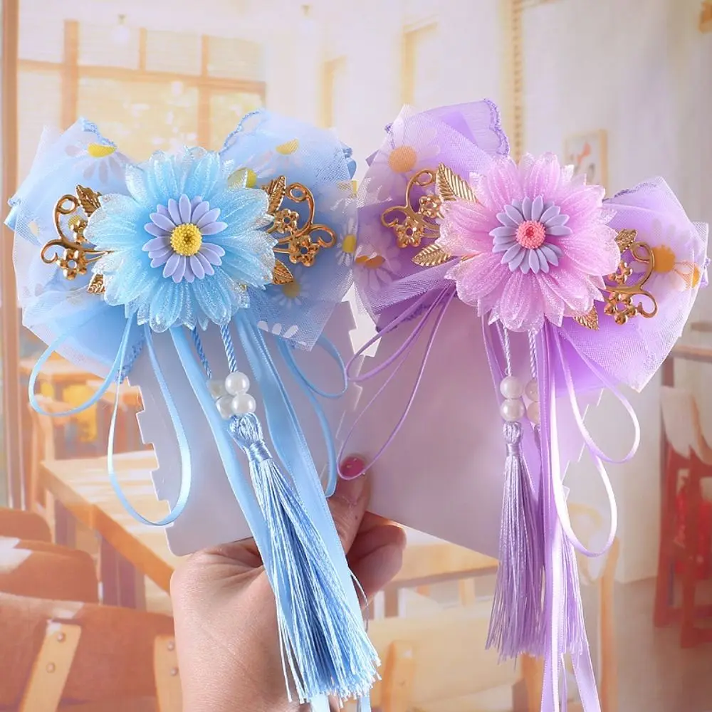 1pc New Children Practical Hair Clips Hair Accessories Mesh Flowers Bow Ribbon Hairpin